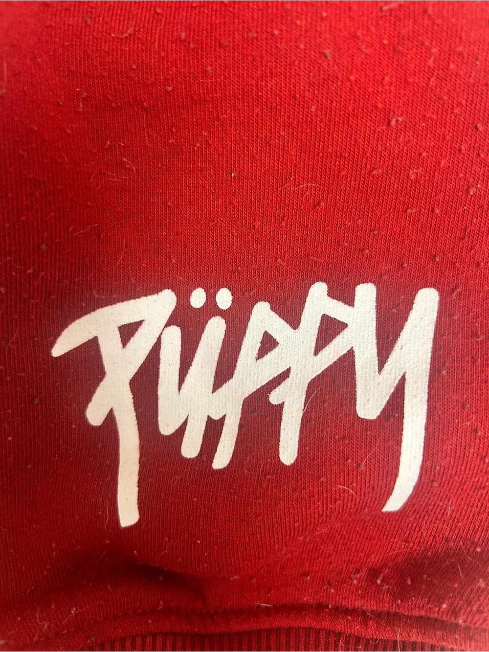 Dogs Red Hoodie Top with White Script Logo